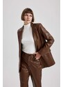 DEFACTO Loose Fit Faux Leather Blazer