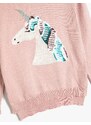 Koton Unicorn Sweater Long Sleeve Crew Neck Sequin Embroidered