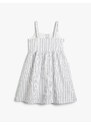 Koton Strapless Linen Dress with Button Fastening and Pocket Lined.