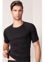 Dagi Men's Black Crew Neck Short Sleeve Top Thermal Underwear