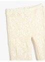 Koton Spanish Leg Crochet Leggings Trousers Half Lined Elastic Waist