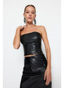 Trendyol Black Crop Faux Leather Bustier