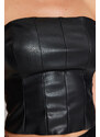 Trendyol Black Crop Faux Leather Bustier