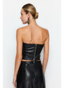 Trendyol Black Crop Faux Leather Bustier