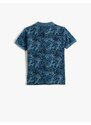 Koton Polo T-Shirt with Short Sleeves, Printed Button Detail, Cotton