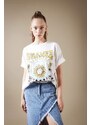 DEFACTO Oversize Fit Crew Neck Printed Cotton T-Shirt