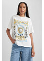 DEFACTO Oversize Fit Crew Neck Printed Cotton T-Shirt