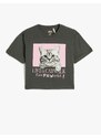 Koton Oversized T-Shirt Short Sleeved Crew Neck Cat Printed Cotton