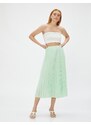 Koton Midi Skirt with Pleated Chiffon Elastic Waist.