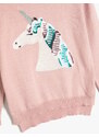 Koton Unicorn Sweater Long Sleeve Crew Neck Sequin Embroidered