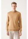 Avva Men's Beige Half Turtleneck Wool Blended Regular Fit Knitwear Sweater