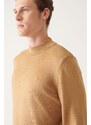 Avva Men's Beige Half Turtleneck Wool Blended Regular Fit Knitwear Sweater