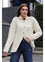 Bigdart 15856 Hair Braid Cardigan - Ecru