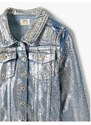 Koton Crop Denim Jacket Metallic Shiny