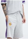 Kraťasy New Era LOS ANGELES LAKERS pánské, šedá barva