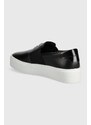 Kožené tenisky Calvin Klein FLATFORM CUP SLIP ON RE LOCK LTH dámské, černá barva, HW0HW02057