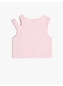 Koton Crop T-Shirt Window Detail Cotton Ribbed