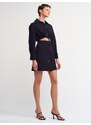 Dilvin 90316 Window Detailed Shirt Dress-black