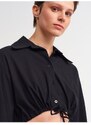 Dilvin 90316 Window Detailed Shirt Dress-black