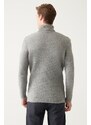 Avva Men's Gray Full Turtleneck Textured Regular Fit Knitwear Sweater