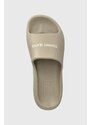 Pantofle Tommy Jeans TJW CHUNKY FLATFORM SLIDE dámské, béžová barva, na platformě, EN0EN02454