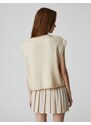 Koton Crop Cardigan V-Neck Sleeveless With Buttons In Braid Patterned