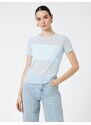 Koton See-through T-shirt with Stone Detailed Short Sleeves.