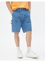 Koton Bermuda Denim Shorts with Stitching Detail, Pockets, Buttons, Cotton