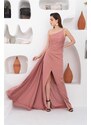 Carmen Powder Satin One-Shoulder Long Evening Dress