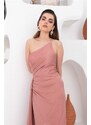 Carmen Powder Satin One-Shoulder Long Evening Dress