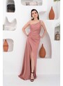 Carmen Powder Satin One-Shoulder Long Evening Dress