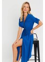 Cool & Sexy Women's Midi Shirt Dress Saks Q984