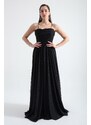 Lafaba Women's Black Underwire Corset Silvery Long Evening Dress