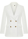 Trendyol Ecru Oversize Lined Double Breasted Closure Woven Blazer Jacket