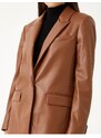 Koton Faux Leather Blazer Jacket with Pocket Detail.