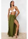 Trendyol Khaki Maxi Woven Tassel Skirt