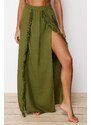 Trendyol Khaki Maxi Woven Tassel Skirt