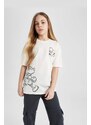 DEFACTO Oversize Fit Mickey & Minnie Licensed Short Sleeve T-shirt