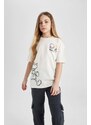 DEFACTO Oversize Fit Mickey & Minnie Licensed Short Sleeve T-shirt