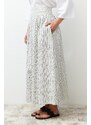 Trendyol Ecru Striped Pocket Detailed Linen Look Woven Skirt