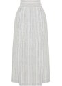 Trendyol Ecru Striped Pocket Detailed Linen Look Woven Skirt