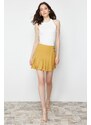 Trendyol Camel Buckle Detailed Pleated Woven Shorts Skirt