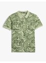 Koton Polo T-Shirt Floral Button Slim Fit Cotton