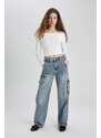 DEFACTO 90 Wide Leg High Waist Long Jeans