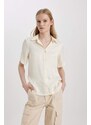 DEFACTO Regular Fit Shirt Collar Satin Short Sleeve Shirt