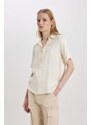 DEFACTO Regular Fit Shirt Collar Satin Short Sleeve Shirt