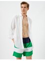 Koton Marine Shorts with Color Block with a drawstring waist and pocket.