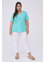 Turquoise V-neck blouse Blue Shadow