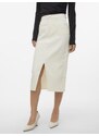 Krémová dámská džínová midi sukně Vero Moda Veri - Dámské