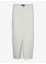 Krémová dámská džínová midi sukně Vero Moda Veri - Dámské